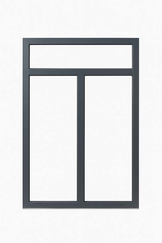 Vast raam met zij+bovenlicht pvc Deceuninck Elegant Inf. antra/wit MW