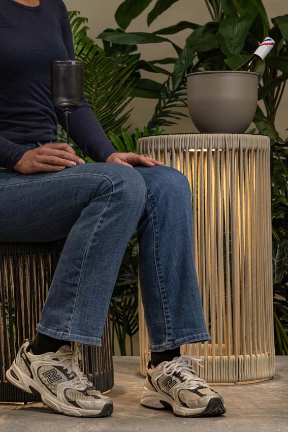 Lucide Pingi - Lampadaire Rechargeable Intérieur/Extérieur - Batterie/Piles - H61,5cm - LED 3 StepDim - 1x3W 3000K - IP44 - Taupe