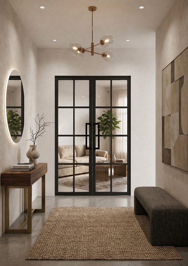 Bloc-porte double 78cm steel look black 8R+VP8R verre clair 201.5cm