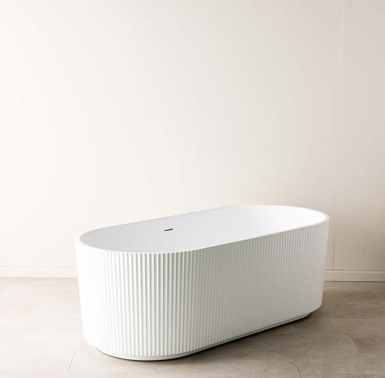 Vrijstaand bad Chloe mat wit geribbeld 170x80cm