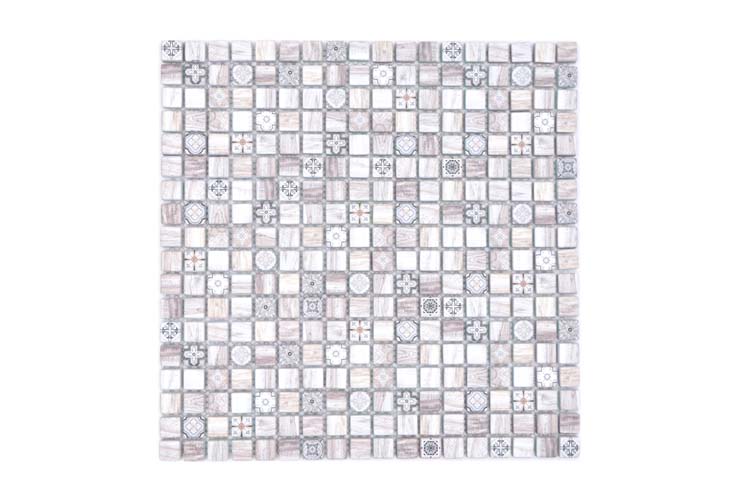 Mosaïque retro mix brune clair 30 x 30 cm