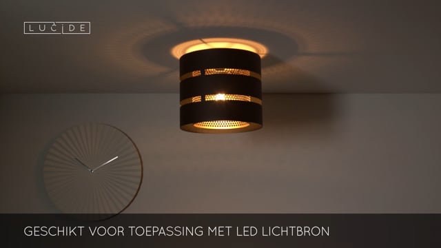 Lucide ROSAS - Plafonnière - Ø 26 cm - 1xE27 - Zwart Lucide ROSAS - Plafonnière - Ø 26 cm - 1xE27 - Zwart