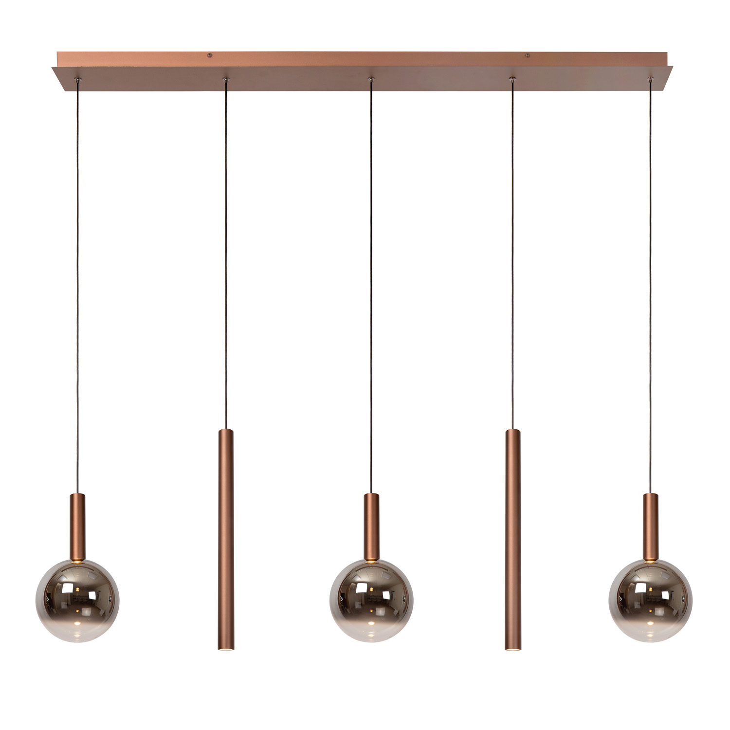 Lucide Premium Jasmine - Hanglamp - LED Dimb. - CCT - 5X4W 2200K/3300K - Koper
