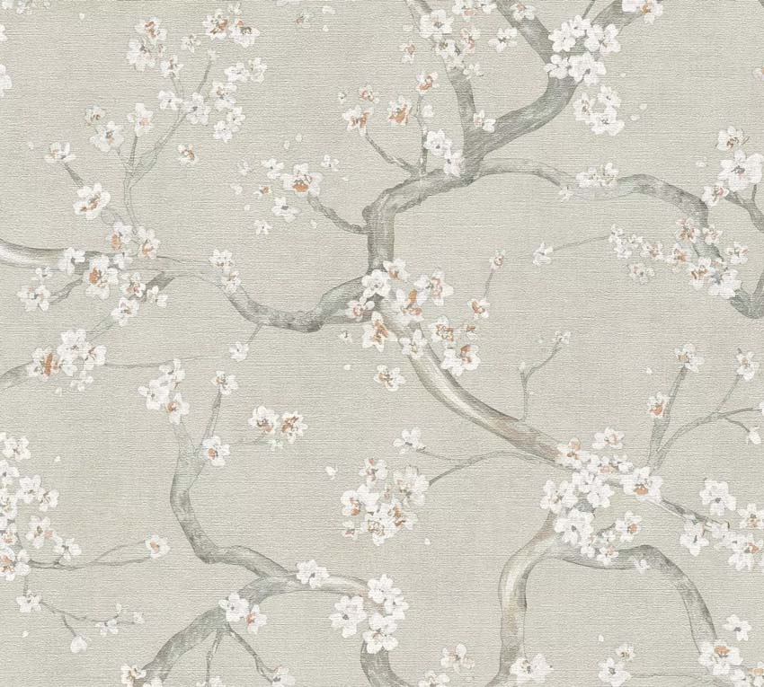 Papier peint vinyle sur intissé fleurs blanches 0,53x10,05m