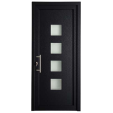 Porte extérieure 4 Carreaux PVC anthr./blanc G - Porte d'entrée PVC: dimensions standards