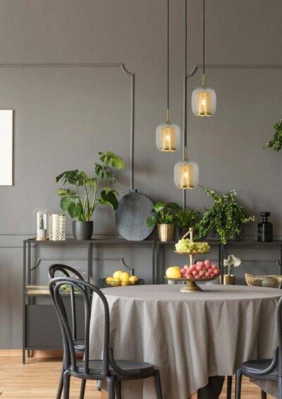 Gouden hanglampen met glas